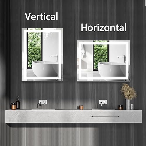 Miniatura 6 de Espejo de baño LED, 32 x 24 pulgadas, espejo de tocador de baño iluminado frontal con luces, espejo de pared regulable continuo, iluminación de 3