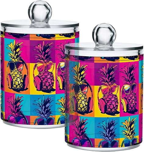 Miniatura 17 de CHIFIGNO Juego de 2 tarros de plástico transparente de flores hippie retro naranjas, recipientes de baño para boticario de plástico transparente