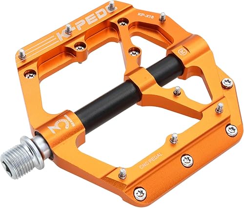 Miniatura 13 de Aleación de aluminio 9/16 "Pedal de bicicleta MTB amplia plataforma plana antideslizante Pedales de bicicleta con 3 rodamientos para bicicletas