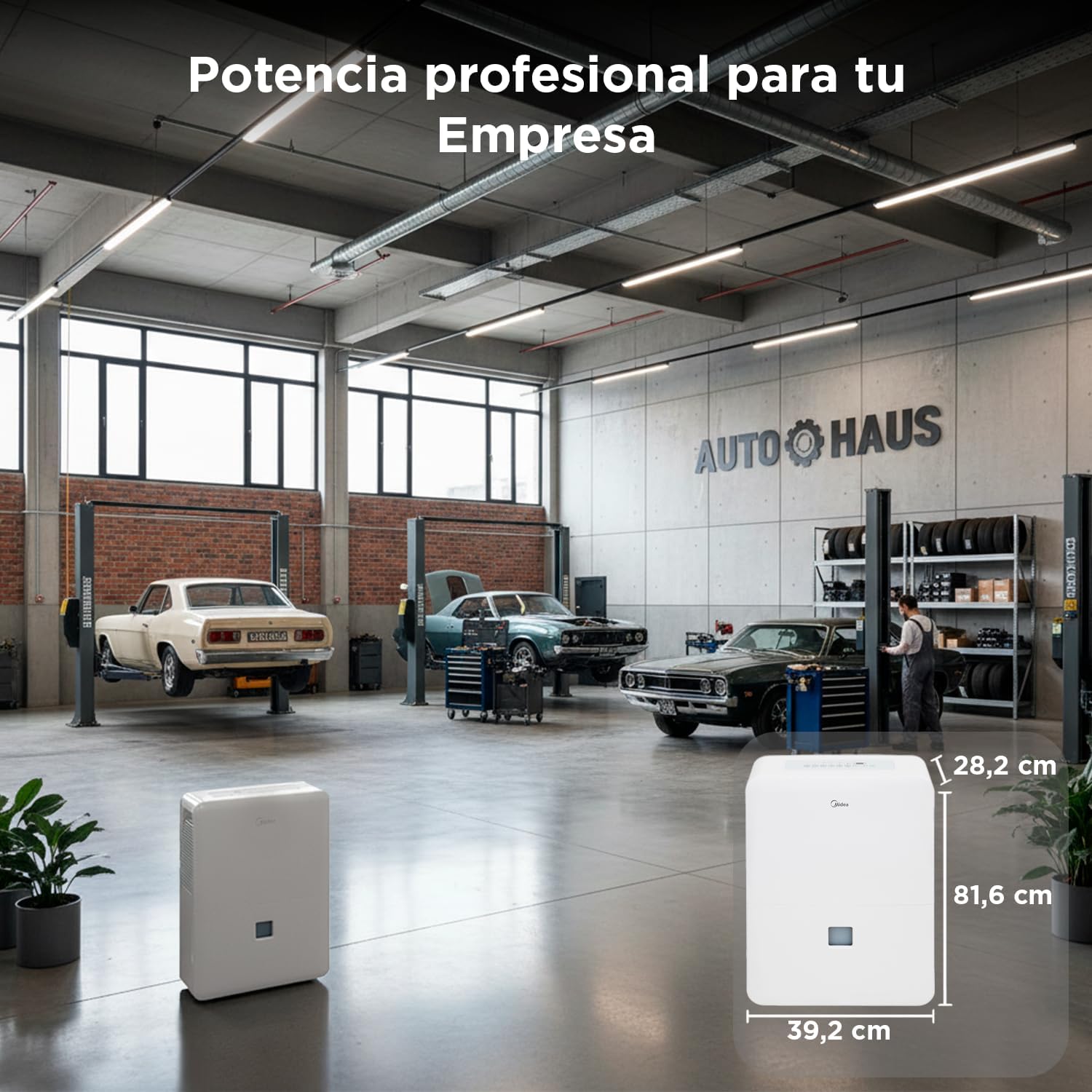 MIDEA Przemysłowy osuszacz powietrza o dużej pojemności 50 l do wilgotności wewnątrz do 112 m2 / 300 m3 - Osuszacze wilgoci duże przestrzenie z wyjmowanym zbiornikiem - demufier energooszczędny