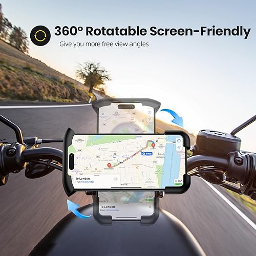 Miniatura 4 de Soporte de teléfono para bicicleta, soporte de teléfono para motocicleta, manillar giratorio de 360, abrazadera de teléfono celular, clip de