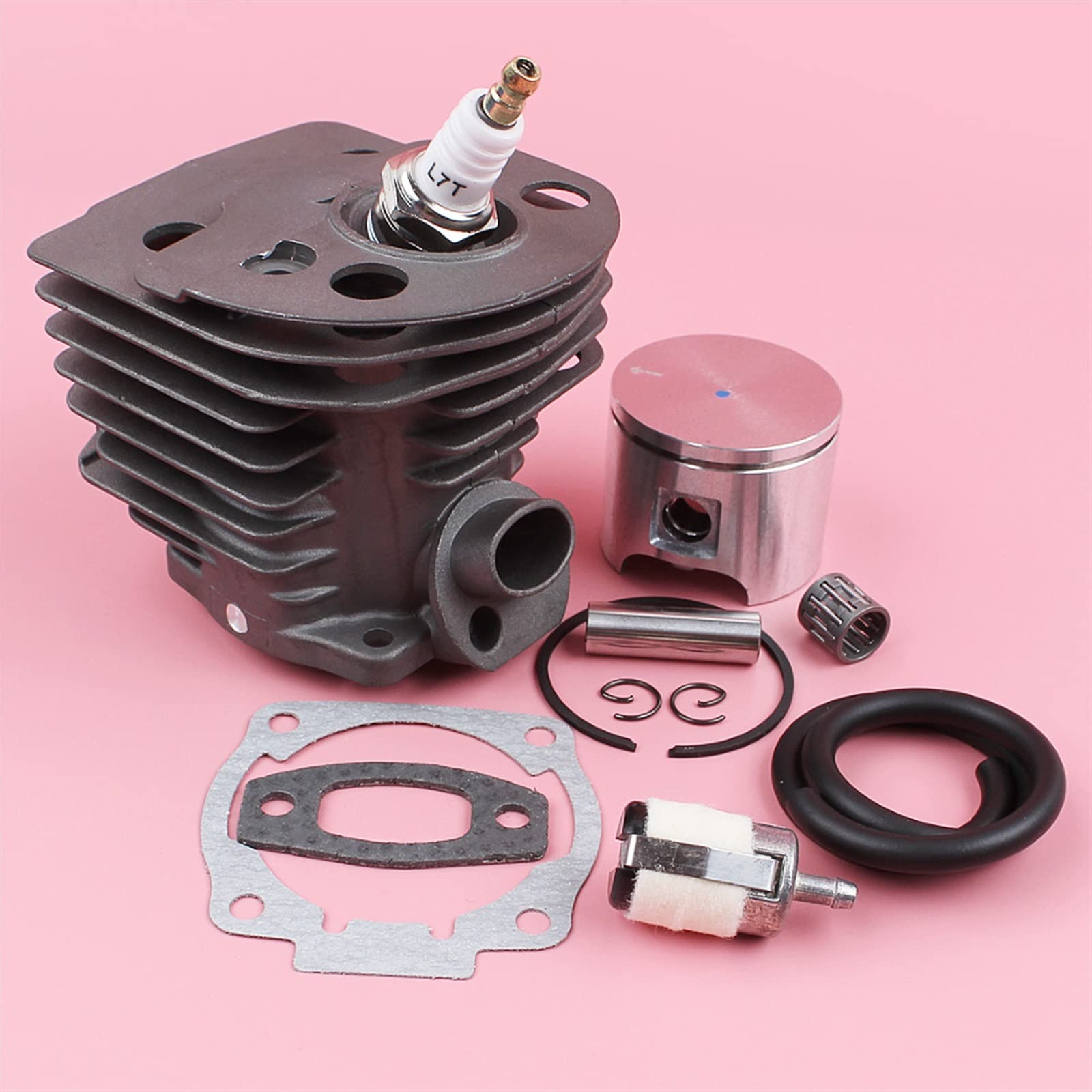 IWBR Kit de Junta de bujía de línea de Filtro de Combustible de pistón de Cilindro Apto for Husqvarna 55 51 Motosierra Herramienta de jardín Parte 46mm