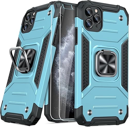 JAME Funda para iPhone 11 Pro Max con protectores de pantalla, 2 unidades, protección contra caídas de grado militar, a prueba de golpes, funda