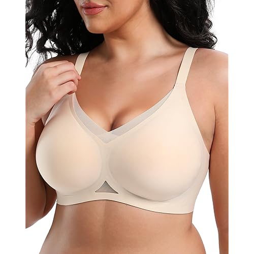 Wireless Bras for Women No Underwire Mesh Crossover Bra Seamless Full Coverage Lift Smooth T Shirt Sleep Bralettes