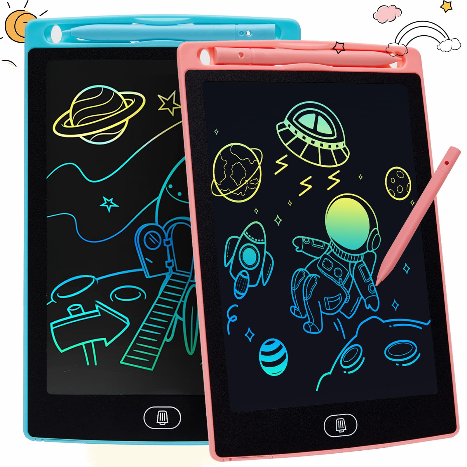2 Pack LCD Writing Tablet for Kids, 8.5" Doodle Pad Colorful Drawing Tablet, Beipegin Doodle Board Magnetic Drawing Board Magna Doodle Gifts for 3-10 Years Old Girls Boys inTravel,Home,School,Office