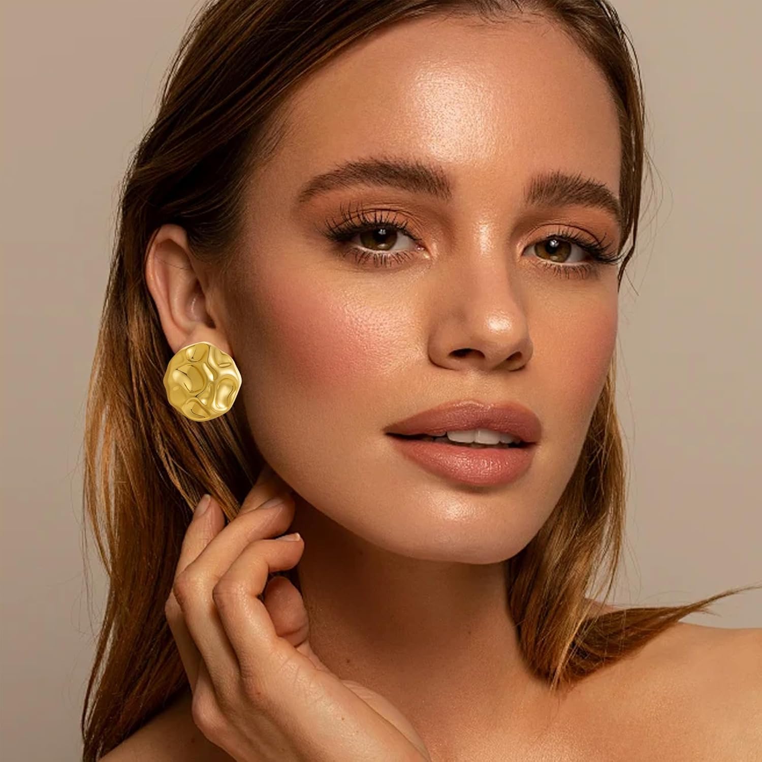 Big Chunky Gold Earrings for Women Geometric Earrings Vintage Statement Trendy Jewelry - Image 2