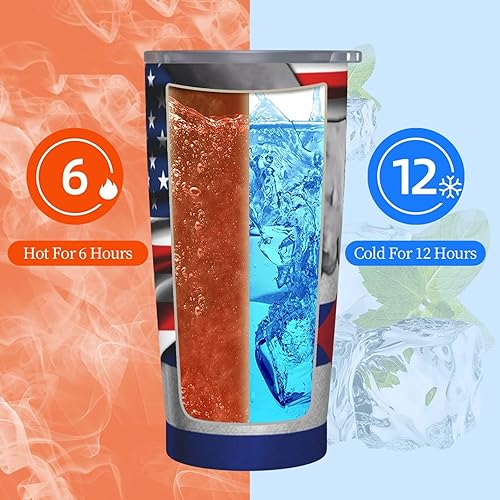 Miniatura 8 de Taza divertida de acero inoxidable con bandera de Estados Unidos y Cuba, taza de agua de acero inoxidable 304 con pajita, 20 onzas, 20.3 fl oz,