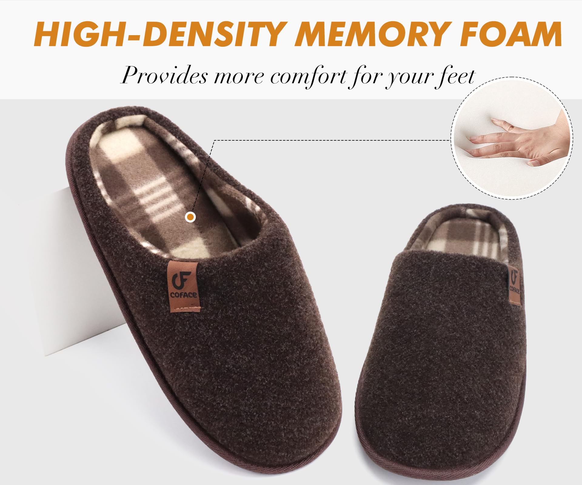 COFACE Pantofole da Uomo Invernali Calde Ciabatte da Casa Comoda Memory Foam Feltro Scarpe con Antiscivolo Suola Taglia 40-49