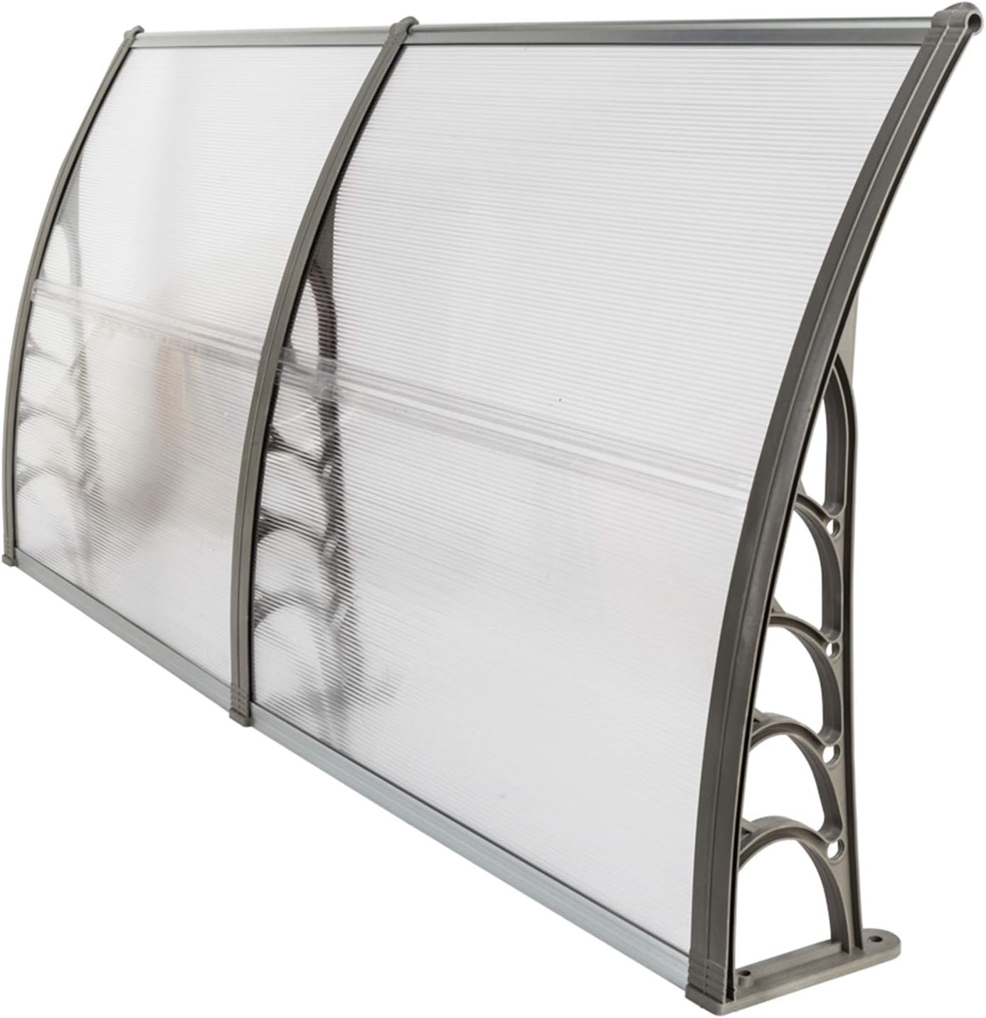 Window Awning Door Rain, Outdoor Polycarbonate Front Door Canopy, Awning Canopy for Patio, Window Door Cover for Rain Snow Sunlight Protection Hollow Sheet (40" x 80", White Canopy/Gray Bracket)
