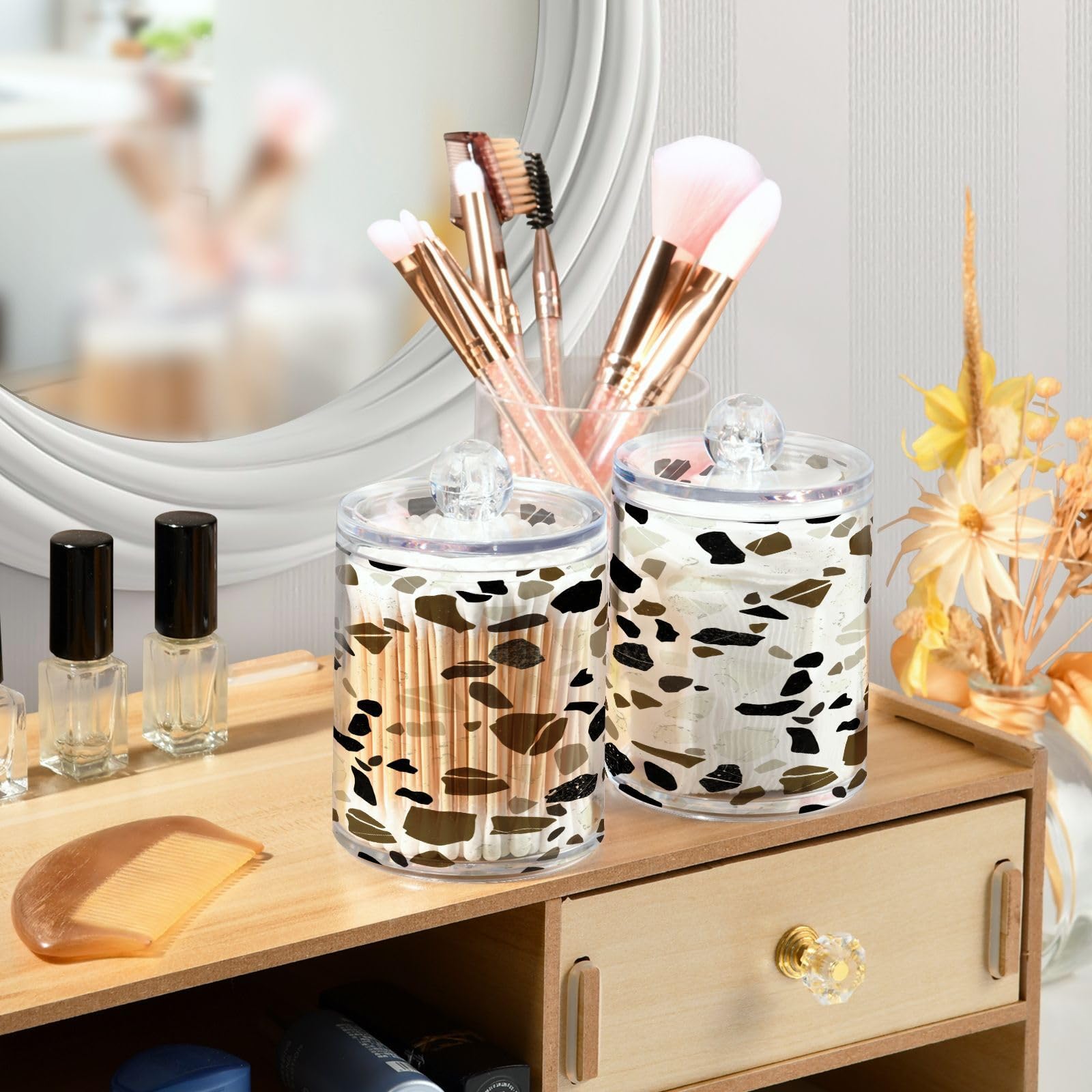 カシー化粧品hisataroセット Amazon.com: Kigai 2PCS Terrazzo Pattern Qtip Holder Dispenser with
