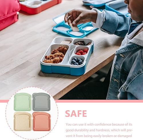 Miniatura 9 de Luxshiny Caja de sándwich en forma de tostada, 4 recipientes para sándwiches, soporte para almacenamiento de alimentos, pan con tapa, loncheras