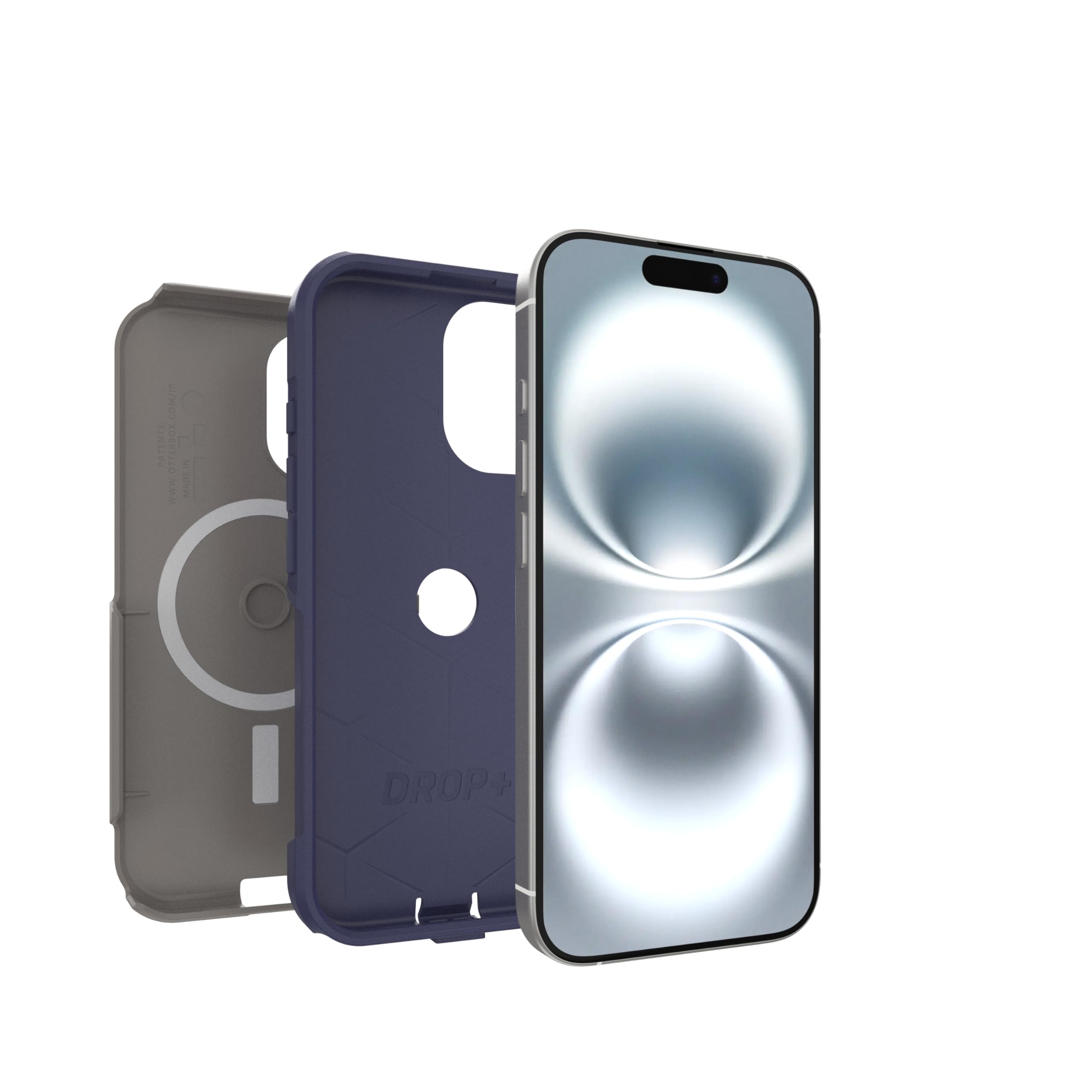 OtterBox iPhone 16 (Only) - Custodia MagSafe Series Commuter - Fogbound Blue (grigio e blu) - Magneti integrati - Sottile e resistente - Tasca amichevole - con protezione delle porte