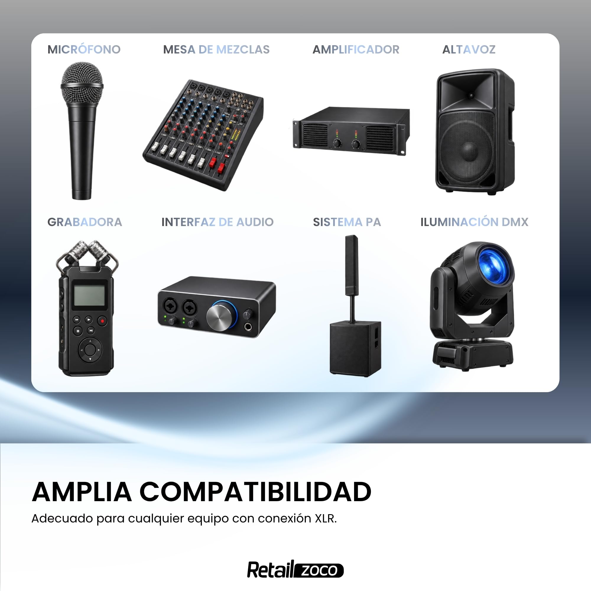 Cable XLR Canon DMX Balanceado Macho a Hembra 5 Metros - imagen 5