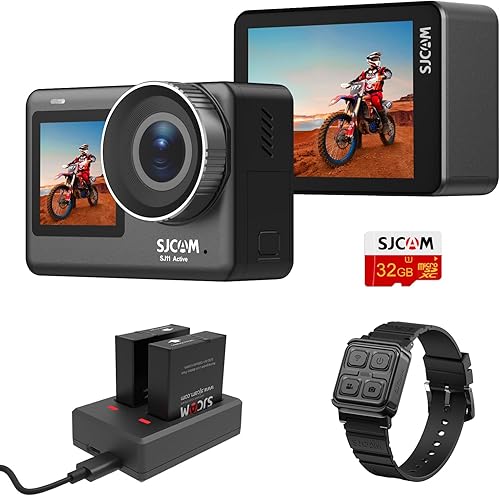 SJCAM SJ11 Cámara de acción 4K, 98 pies impermeable bajo el agua, cámara de casco de motocicleta, estabilización OIS+EIS, Ultra FOV con HDR activo,