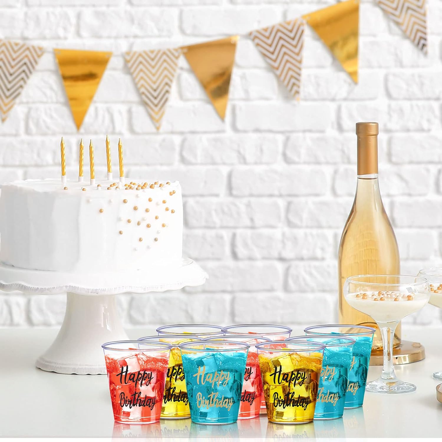 Nuogo 100 Pcs Happy Birthday Plastic Shot Glasses Birthday Party Favors 2 oz Cheer Cups for Anniversary Wedding Party Supplies - Image 7