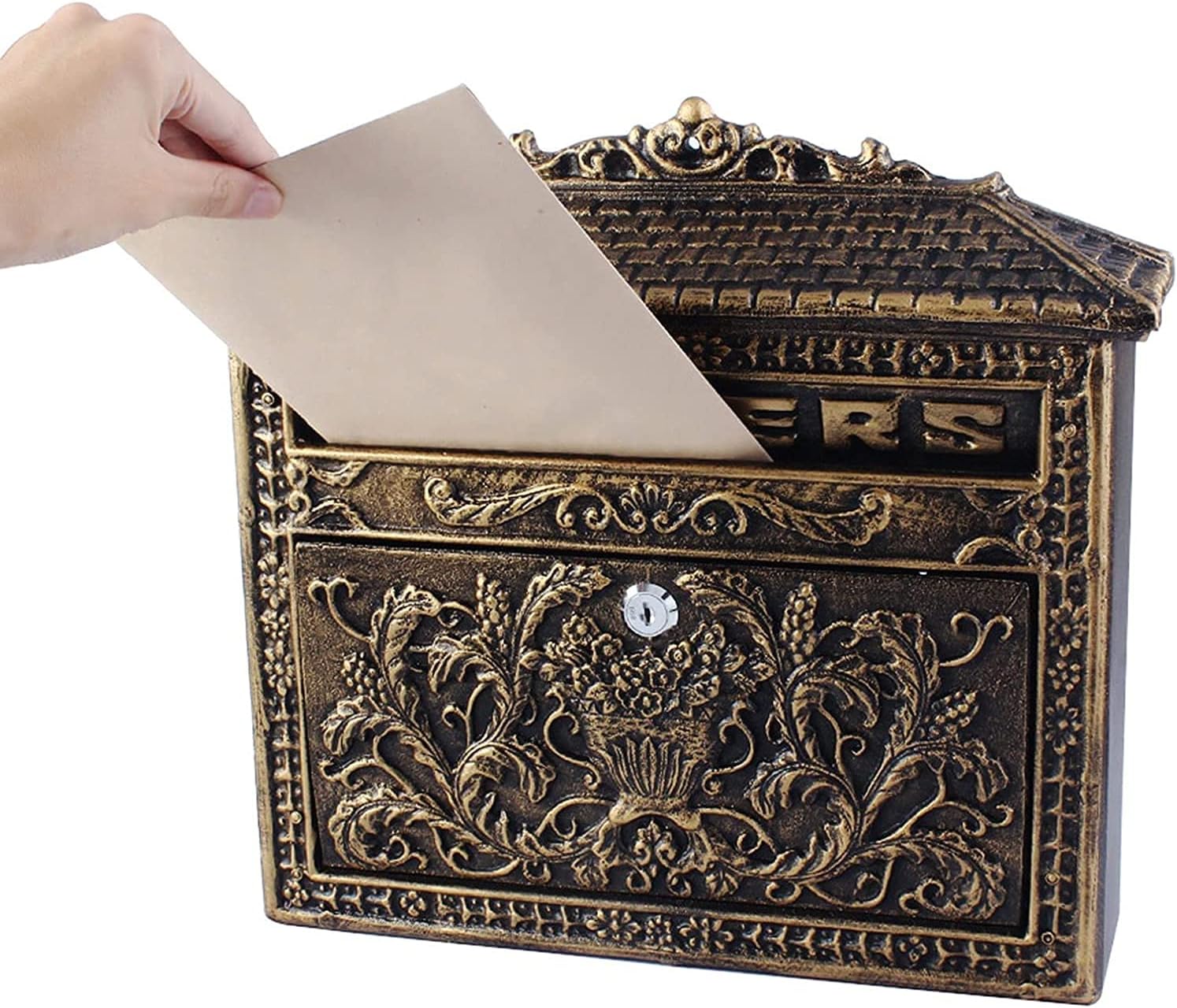 Outdoor dropbox Antique Cast Aluminum Mailboxes, WallMounted Lockable