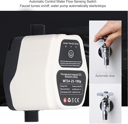 Miniatura 5 de Bomba de presión de agua de 24 V CC, bomba de ducha silenciosa de 100 W, 25 Lminuto, con motor sin escobillas de detección automática, diseño