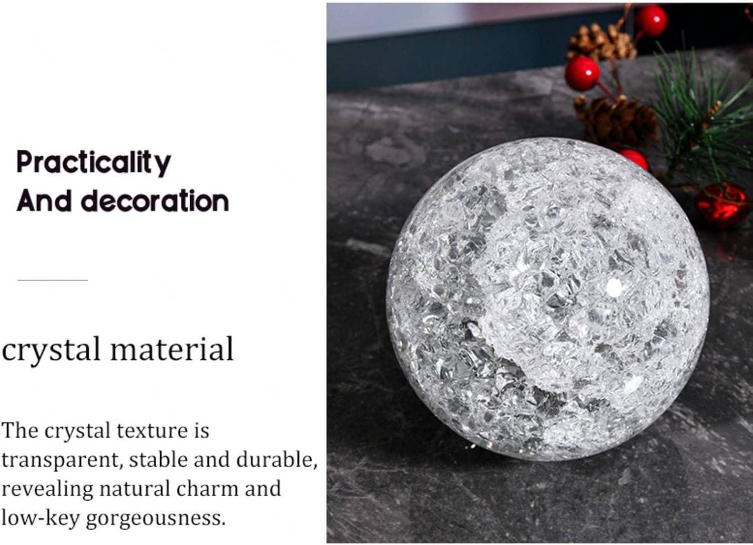 Home Decor White Crystal Ball Heals Calming Rock, Gemstone Fortune Telling, crystal-6cm
