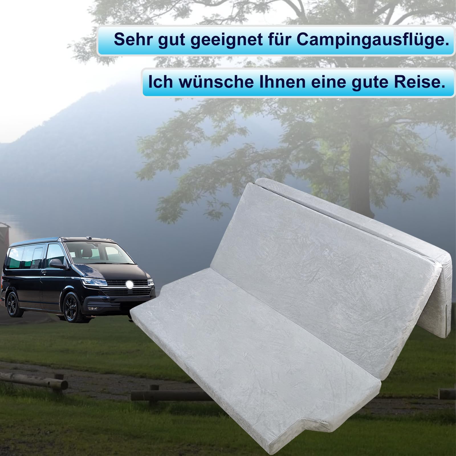 Verdickte tragbare Klappmatratze kompatibel mit VW T32 T4 T5 T6 T6.1 T7 Multivan California Beach Caravelle und Transporter Wohnmobil Camper zubehör 186 * 148 * 8cm
