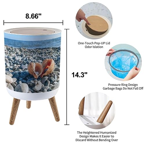 Miniatura 3 de Cubo de basura pequeño con tapa para baño, cocina, oficina, pañales, primer plano, una hermosa concha de guijarros en la playa, dormitorio, basura,