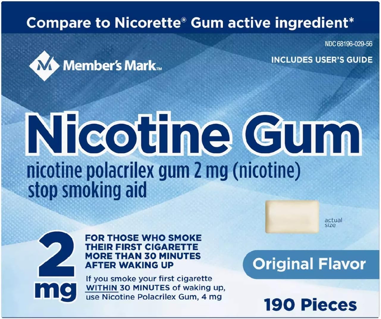 Member's Mark 2 mg Nicotine Polacrilex Gum, Uncoated Original Flavor (380 Count)