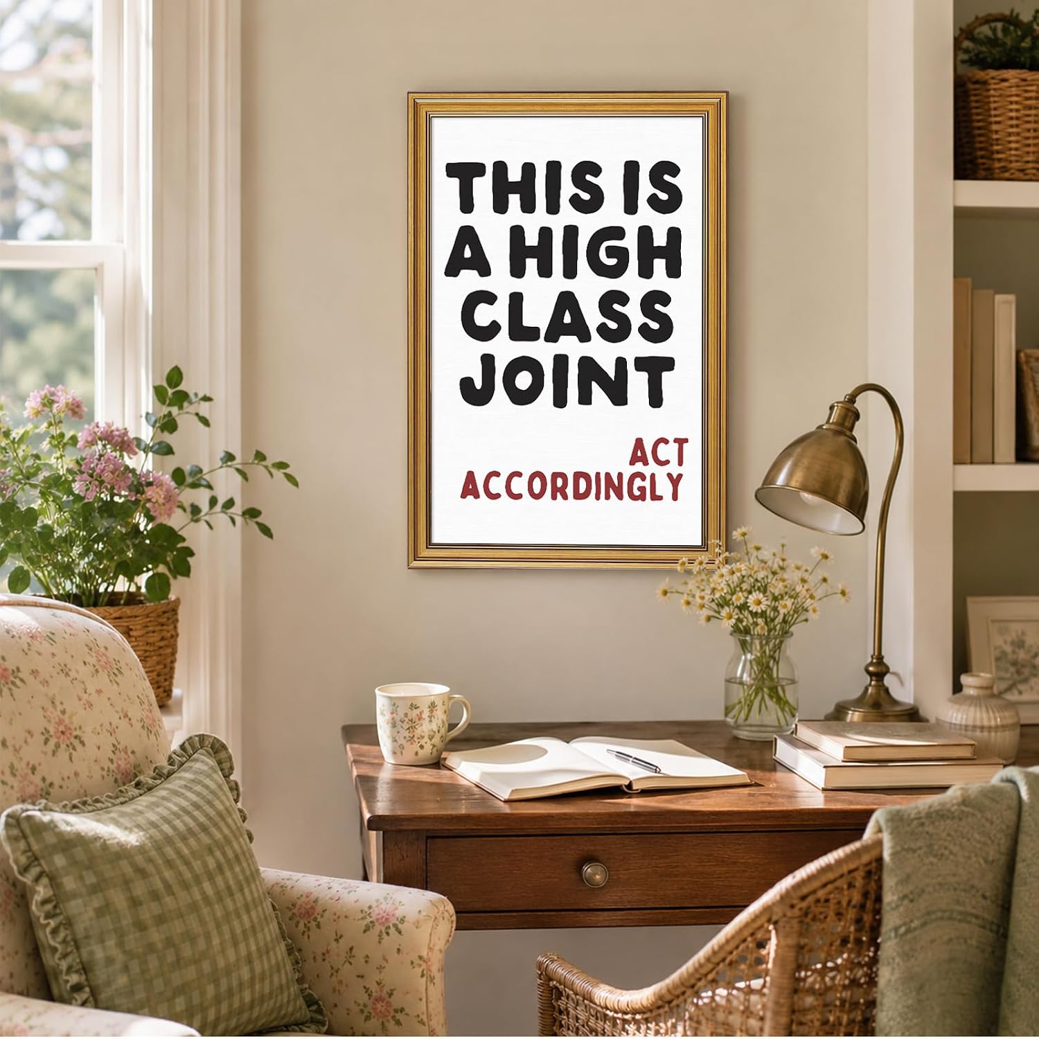 Vintage Gold Framed This Is A High Class Joint Wall Art, Funny Wall Decor image 4