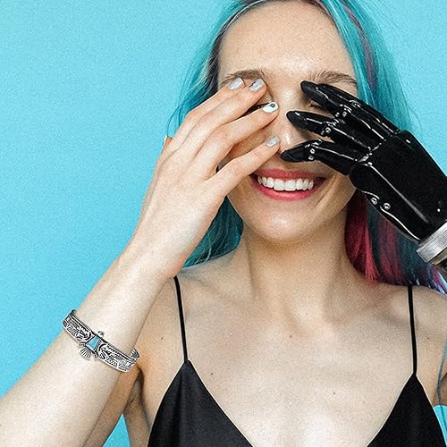 Miniatura 4 de RechicGu Vintage Tribal Southwest Turquía águila tallada piedra azul vaquera azteca vaquera nativa americana brazalete abierto brazalete brazalete