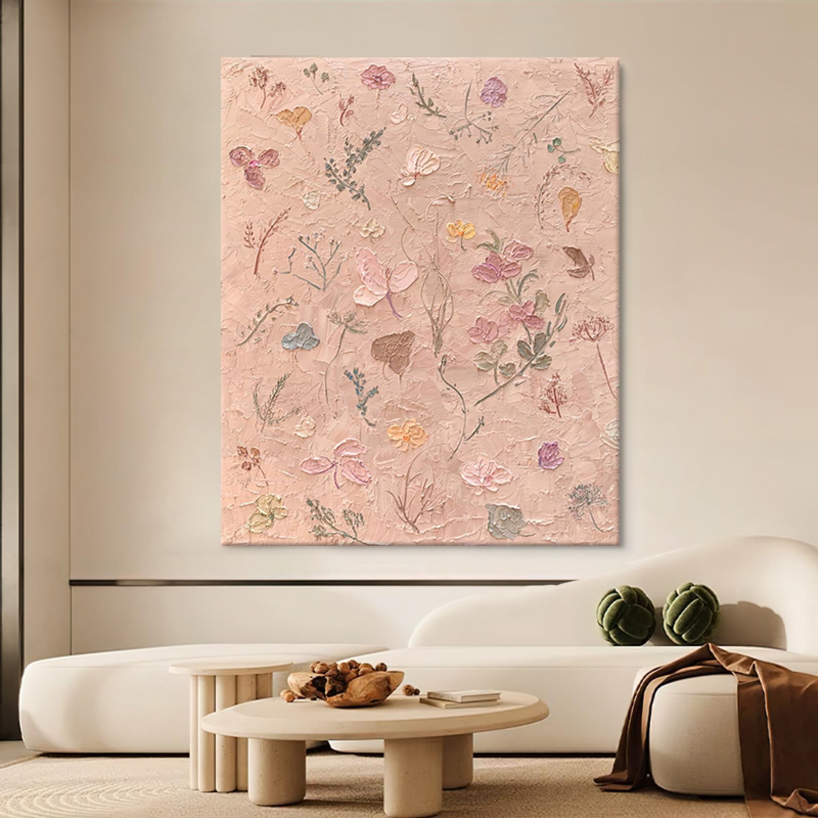 Peinture à l'huile sur toile abstraite fleur sans cadre grand format pour chambre