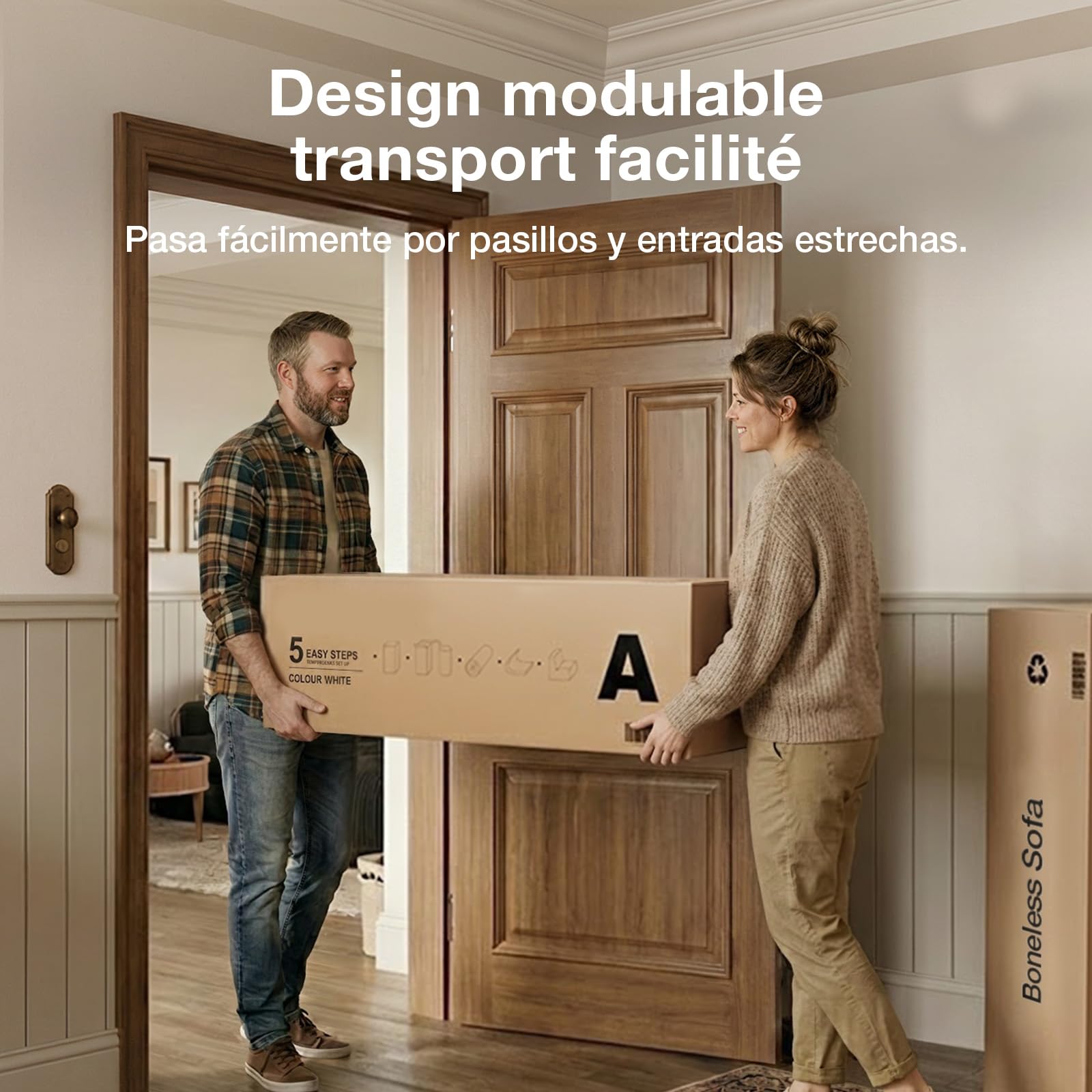 Novilla 270 cm Sofá Esquinero Modular Componible 3 Plazas en Terciopelo | Muelles Ensacados Smarts Coil®, Sin Montaje, Terciopelo Acanalado, 5 Cojines Incluidos