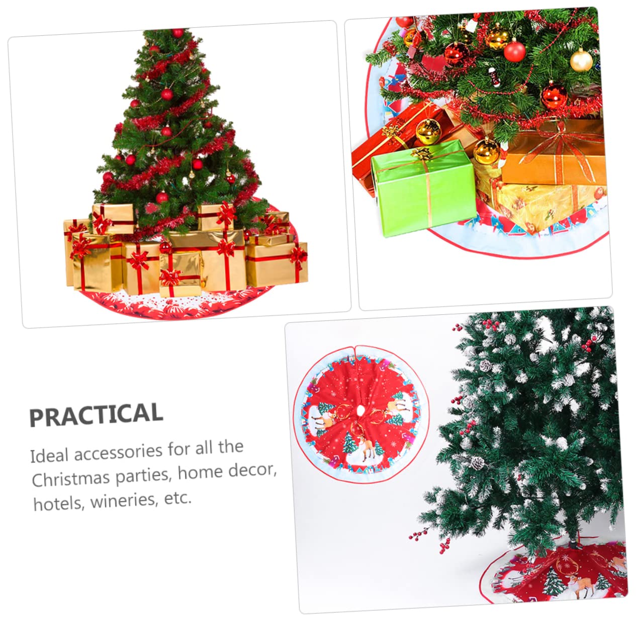 Alipis 3sets Weihnachtsbaumrock Dekorationen Rentierbaum Rock Ornamente Weihnachts Party Weihnachten Party Umstandskleidung Weihnachtsbaumschmuck Baumbodenabdeckung Flanell Rot 2pcs*3