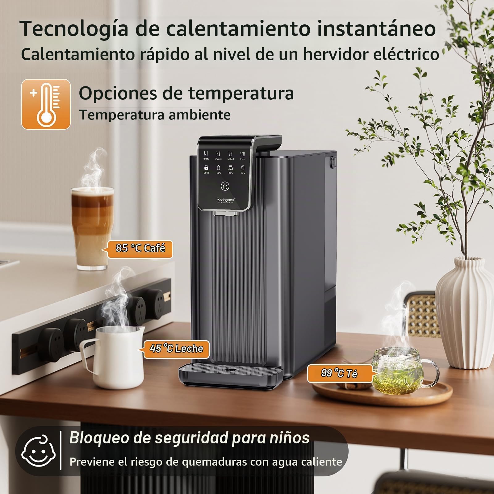 Osmosis Inversa Domestica dispensador de agua caliente Filtros Osmosis Inversa con 6 etapas de filtración monitor TDS en tiempo real 3:1 puro a desagüe para Cocina Oficina Hogar