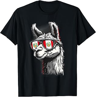 Peru Alpaca Portrait Sunglasses Peruvian Flag Peruvian Pride T-Shirt