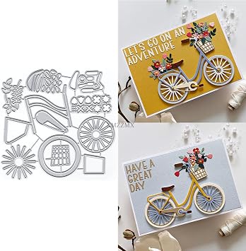 Patchwork Bicycle Flowers Metal Cutting Dies Sets for Card Making