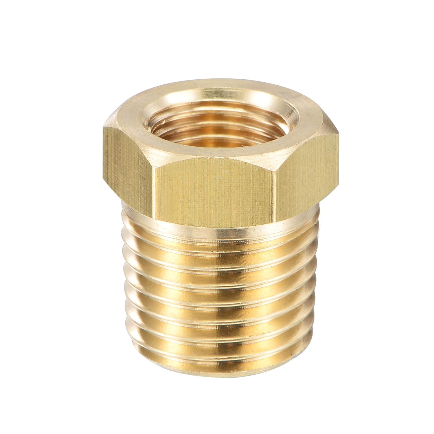 Brass Pipe Fitting Reducer Adapter 1/4" Bspt Male X 1/8" Npt Female for Water Oil Air Pressure Gauge Temp Sensor Pack of 1