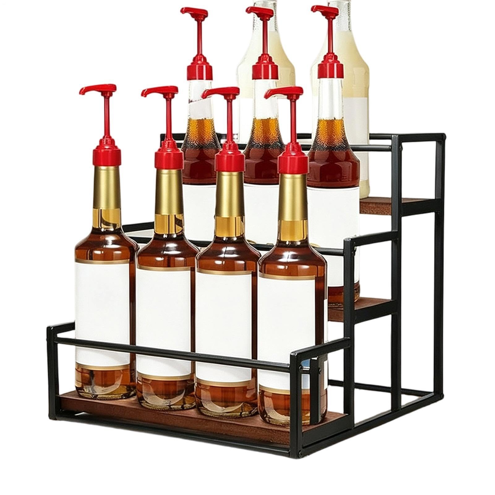 Na Syropy Kawowe Vintage Pojemny Do Przechowywania I Ekspozycji W Kuchni | Organizer Blatowy Syropów do domowej kuchni, blat kuchenny, wino, sosy sałatkowe