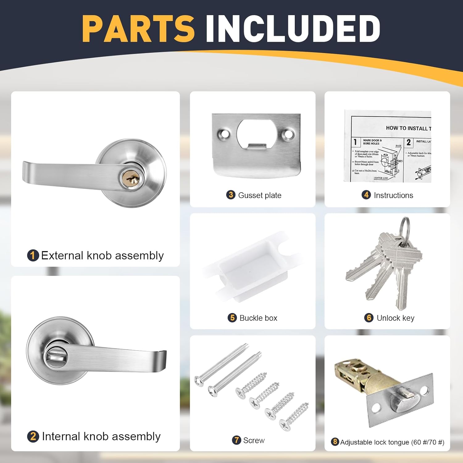Condition photo showing New/Like New for commercial door lever lock - heavy-duty locking door handle, entry door handle with key reversible exterior and interior door lever for front entrance, bedroom and bathroom. (silver for door 25-45mm) for door (25-45mm) silver
