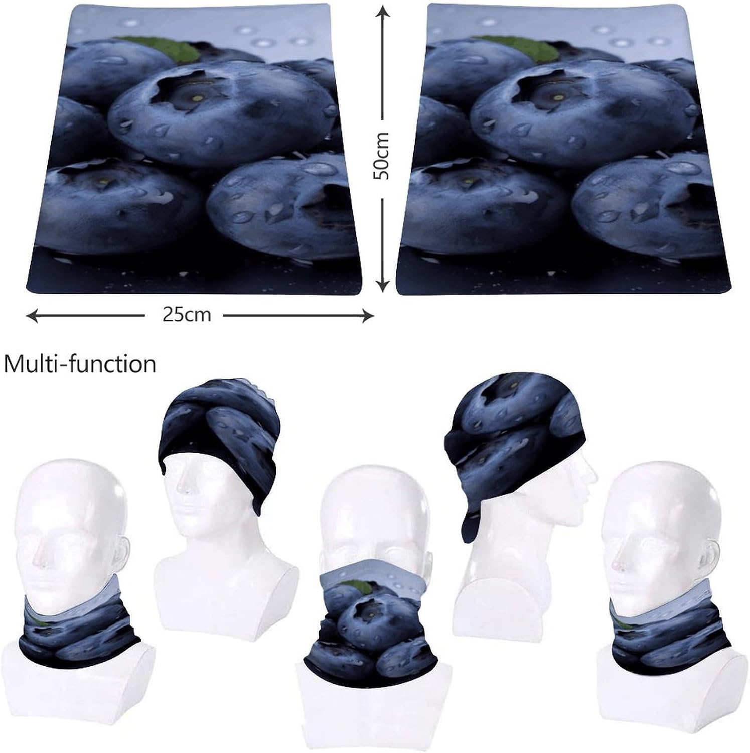 Upf 50+ Fishing Neck Gaiter Breathable Balaclava Half Face Mask Quick Dry Neckscarf Ski Mask Windproof Blueberry Face Covering for Sun Protection Outdoor