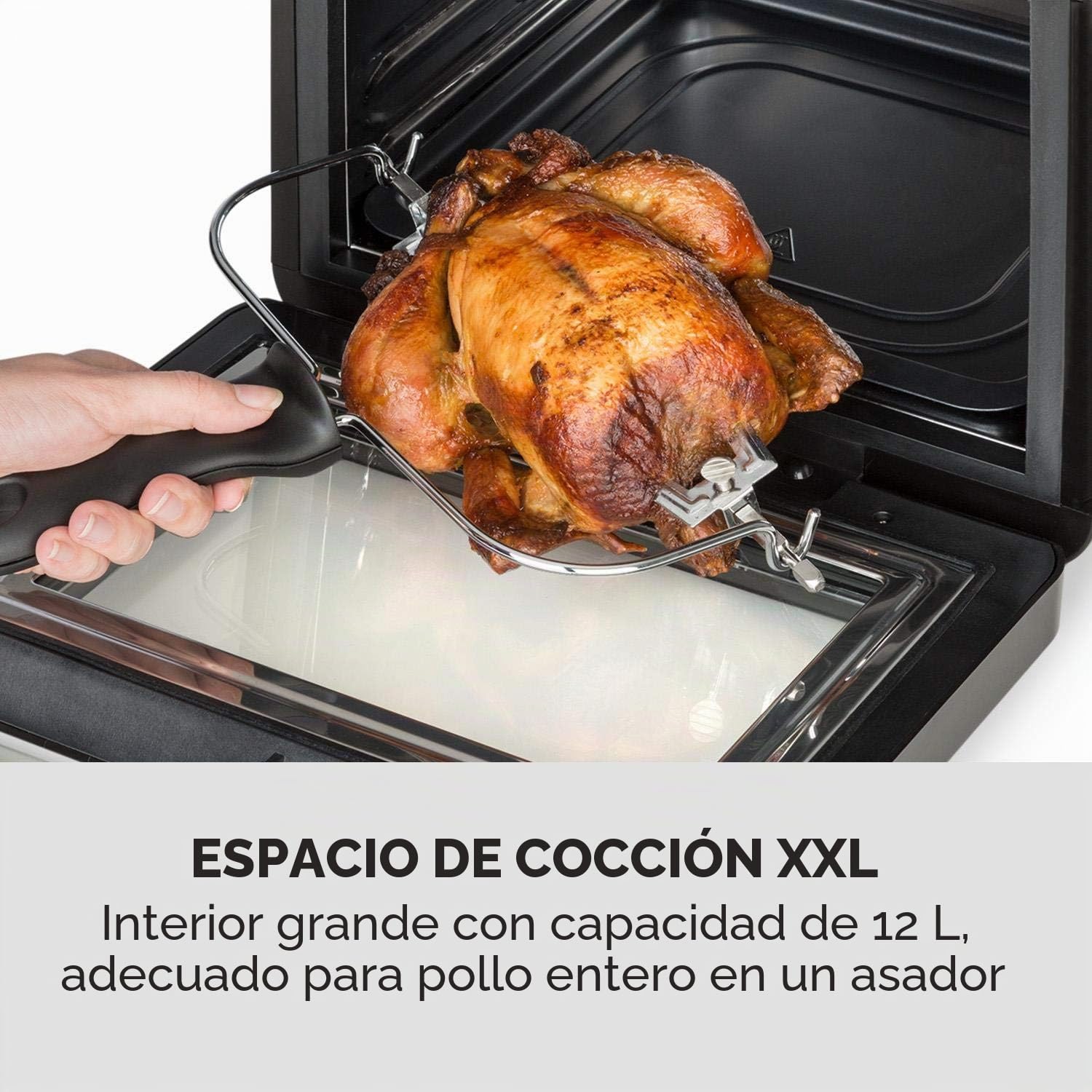 Klarstein AeroVital Cube - Freidora de aire caliente sin aceite, Sistema 3D Heating, 1600W, 12L, 16 programas, Tecnología Highspeed-convection, Programable, 50-230°C, 5 piezas, Negro