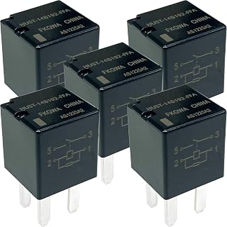 5-Pack HU5T-14B192-FFA 12VDC 20A 4-Pin SPST Automotive Relay - Compatible with Ford Vehicles (F-150, Escape, Explorer) - Fixes Cooling Fan, Headlight & Electrical Circuit Failures
