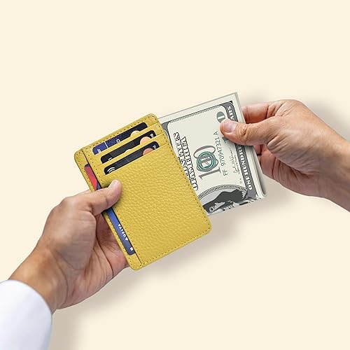 Vista 73 de Oak Leathers Leather Slim Minimalist Wallet for Men & Women RFID Front Pocket Leather Card Holder Wallets