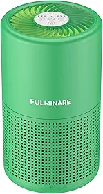 FULMINARE Purificadores de ar para quarto doméstico H13 HEPA purificador de ar, 3 velocidades, temporizador, 24dB, pequeno mini purificador de ar com luz noturna, verde menta