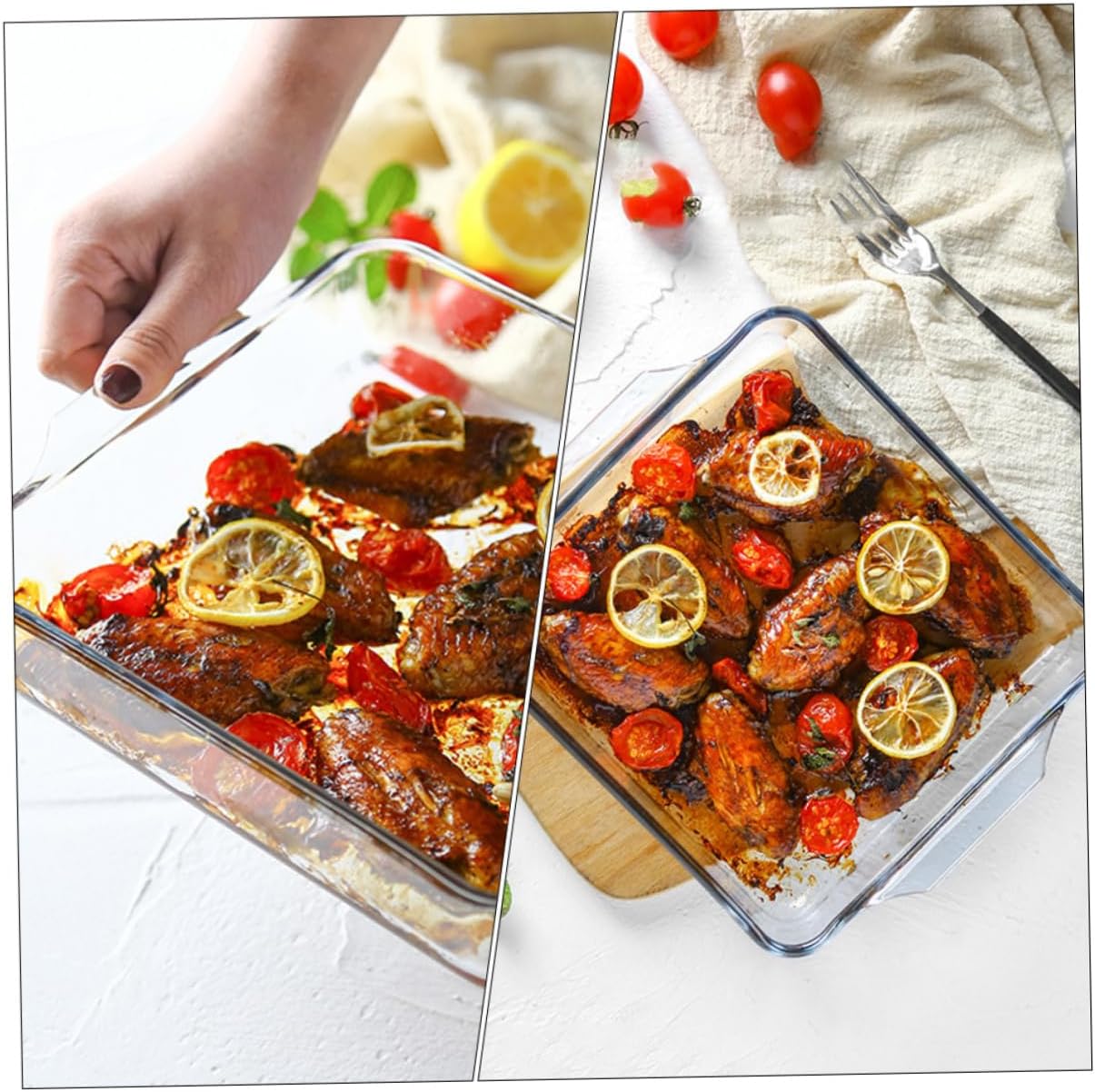 Tempered Glass Pizza Baking Tray Non-stick Steak and Fish Cooking Dish for Oven and Microwave Heavy-duty Scratch Resistant Easy to Clean for Home Use