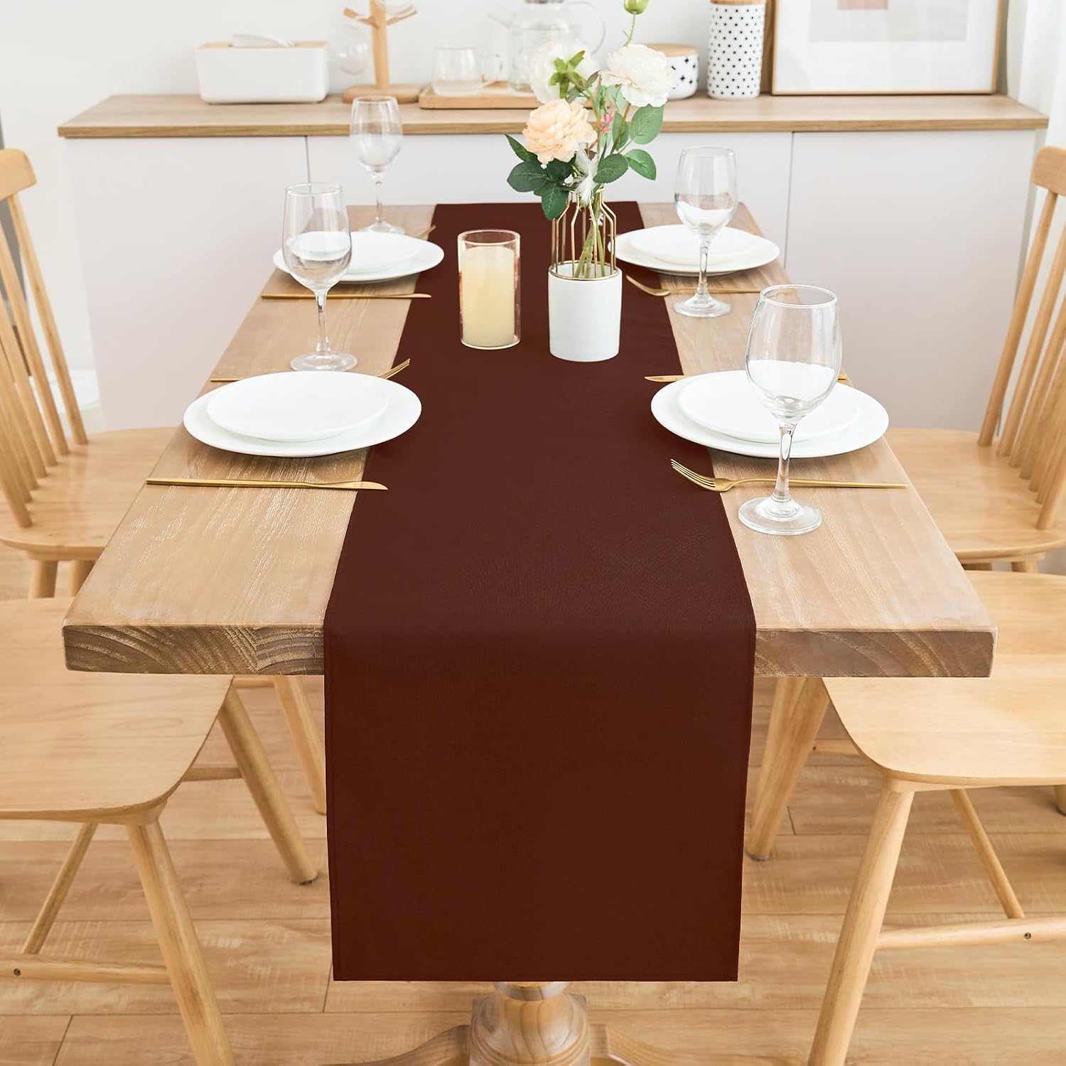 2 Pack Chocolate Small Short Table Runner Coffee Table Runner image 3