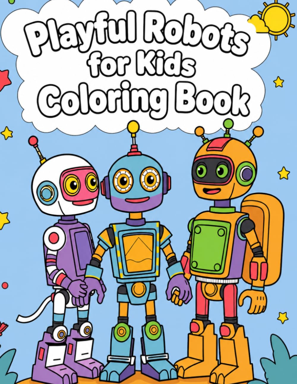 Playful Robots for Kids Coloring Book
