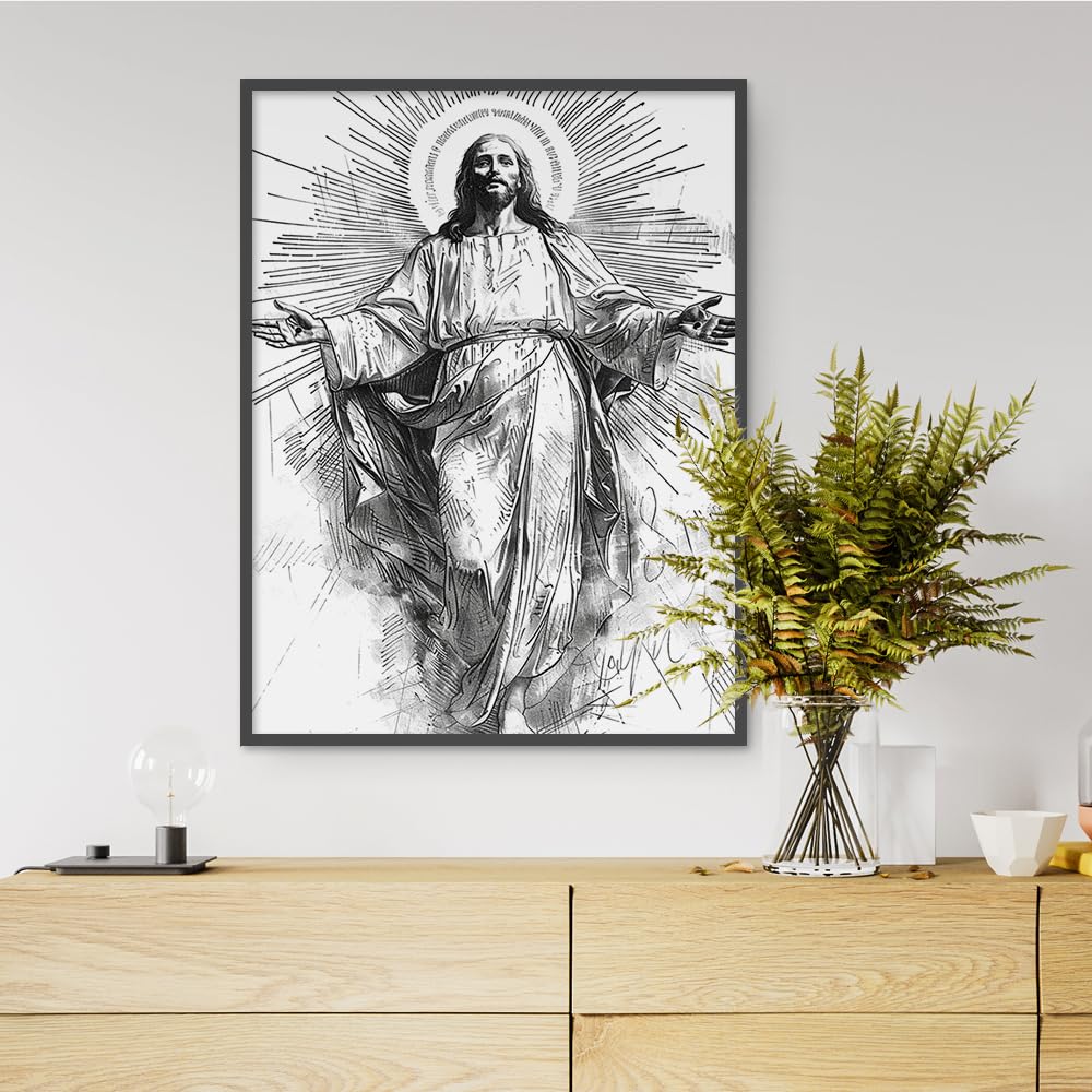 Amazon.co.jp: Faith in Jesus スケッチポートレートキャンバス