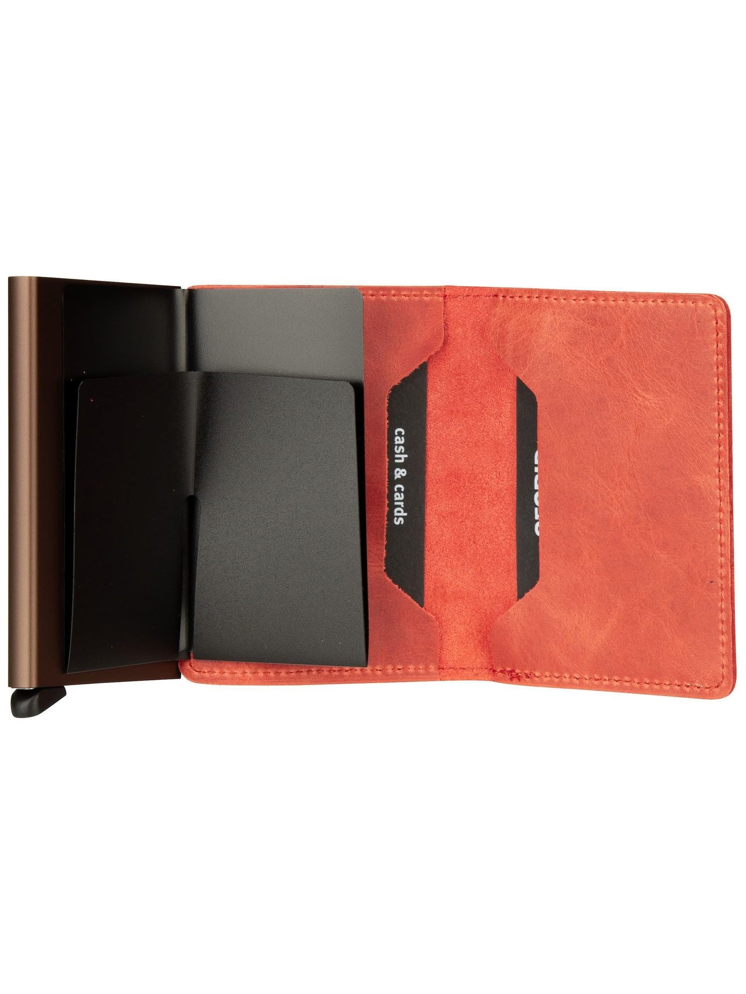 Secrid Slimwallet Kartenetui Orange aus Leder für 4 Karten mit oder 6 Karten ohne Prägung, Maße: 10,2 x 6,8 x 1,6 cm, SV-Orange