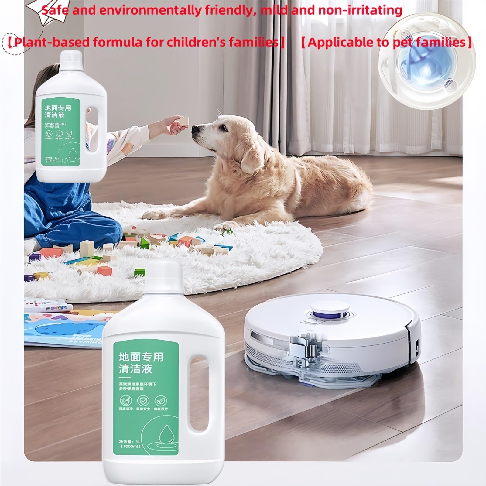 Líquido Limpiador For Fregadoras De Suelos 2 Botellas De 1 L Compatible Con Midea, Universal For Todas Las Series De Robots Aspiradores Detergente Y Líquido Limpiador De Suelos Accesorios
