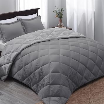Basic Beyond King Size Comforter Set - Grey King Comforter Sets, Reversible King Bed Comforter Set for All Seasons, Charcoal Gray/Grey, 1 Comforter 104"x92" and 2 Pillow Shams 20"x36"+2"