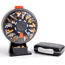 Pill Organizer Bundle 14 Day Rotating Pill Dispenser with Push Button + Travel Pill Organizer Case, Large Capacity Weekly Medicine Organizer Set, Portable Airtight Vitamin & Medication Holder