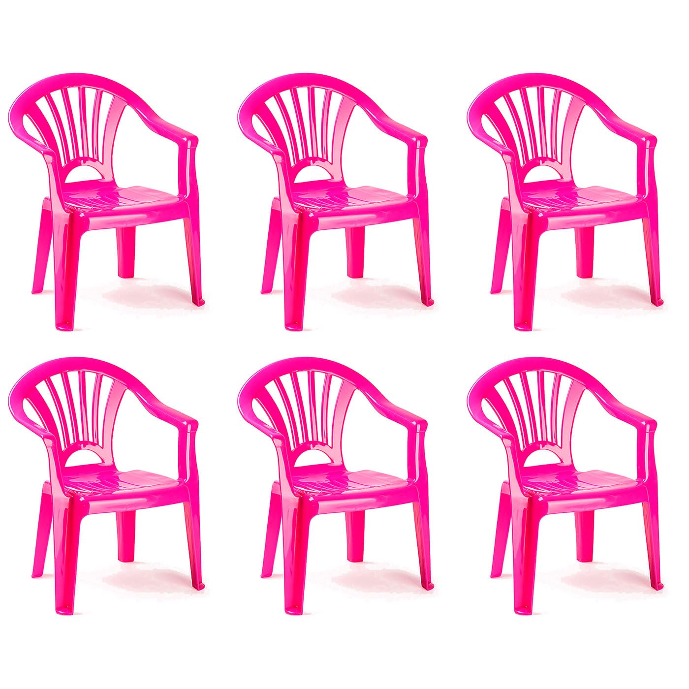 Acan Tradineur - Pack de 6 Sillas Infantiles Modelo Tipi - Fabricado en España -Ligera y fácil de Transportar - Ideal para Jugar, Leer y Dibujar - 50 x 35 x 28 cm - Color Rosa